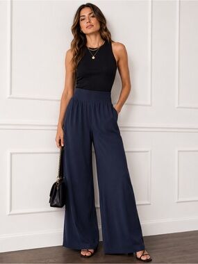 T by Talbots Navy Wide Leg Pants